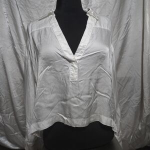 Maeve By Anthropologie White V-Neck Long Sleeve Tunic